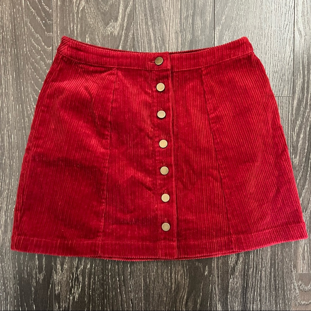 Red Corduroy Circle Skirt
